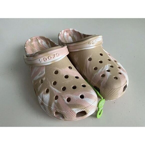 Crocs Classic Marbled Tie Dye Clogs Unisex Men’s Sz 10 Women’s 12 Chai Pink NEW - Picture 1 of 9